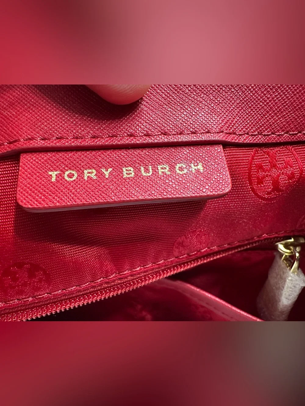Tory Burch Cherry Red Saffiano Leather Tote